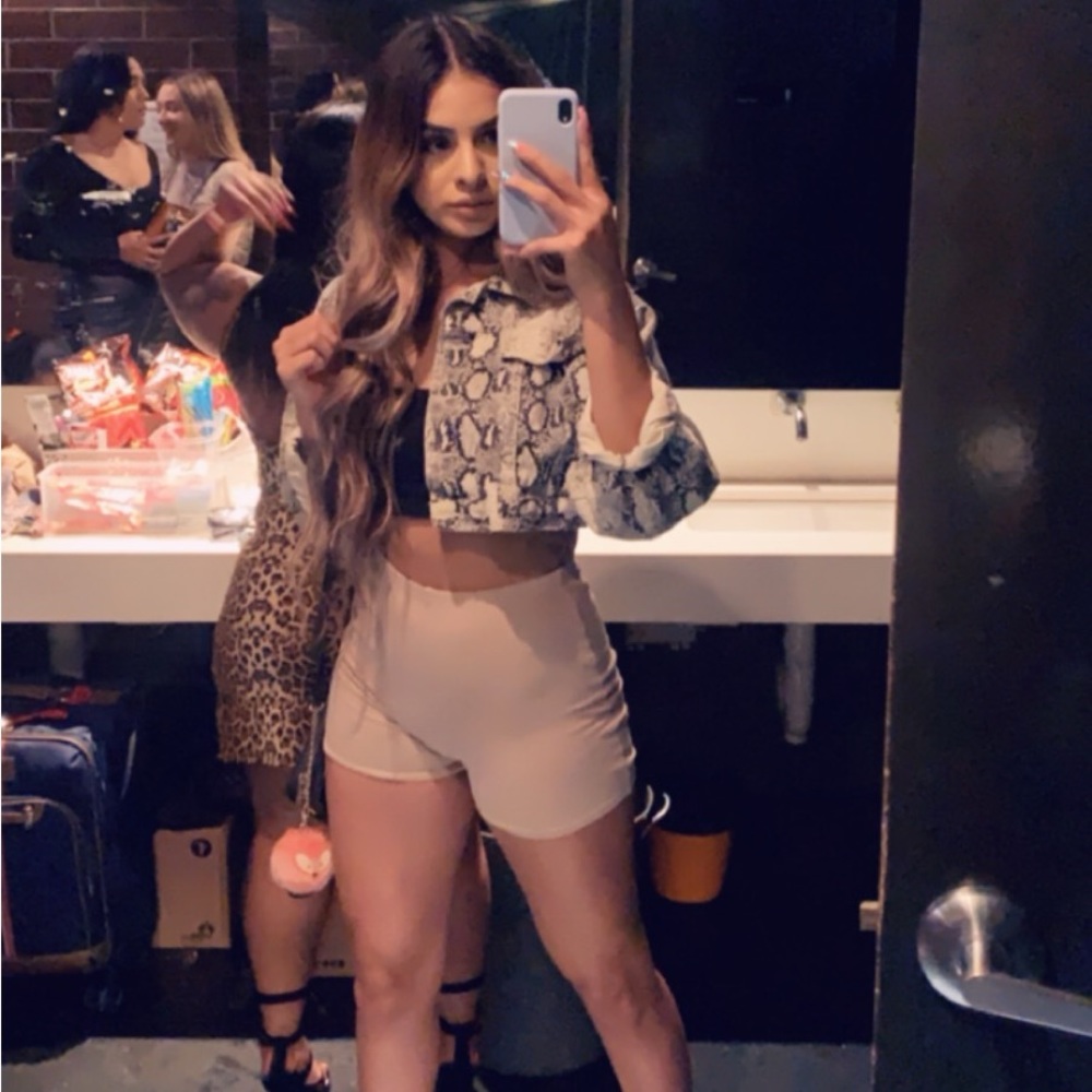 Snake print cropped jacket